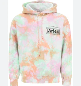 Aries Temple Cotton Logo Print Tie Dyed Hoodie Multi Size L 400133 - Picture 1 of 2