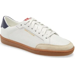 SAINT LAURENT YSL SL/10 CLASSIC COURT PERFORATED SNEAKERS - WHITE, SZ 36.5 - NIB - Picture 1 of 13