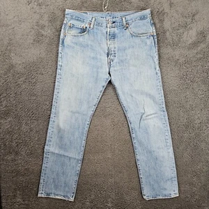 Levi's 501 Jeans Herren 34x32 Blau Light Wash Denim Original Fit Button Fly - Bild 1 von 11