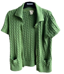 Maglione pescatore vintage LL Bean verde maglia cavo bottoni colletto taglia XL - Foto 1 di 9