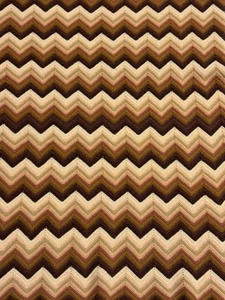 Vintage Handmade Afghan Chevron Blanket Knit Crochet Tan-Browns Wool 58x39 - Picture 1 of 9
