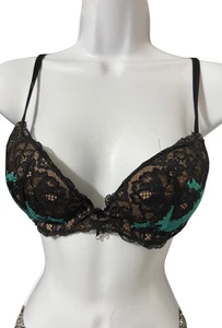 Victoria's Secret BH Damen 34B schwarz Spitze grün Push Up Bügel gepolstert sexy - Bild 1 von 5