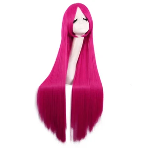 40 Zoll/100 cm Anime Kostüm lang gerade Cosplay Party Synthetik Perücke (Hot Pink - Bild 1 von 12