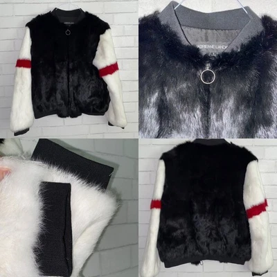 $495 Adrienne Landau Rabbit Fur Bomber Jacket EUC SMALL - Image 1 of 4