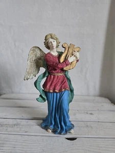 Markenlos 9 Zoll Engel Figur mit Harfe Resin? Wunderschön! - Bild 1 von 3