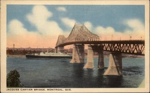 Tarjeta postal vintage Jacques Cartier Bridge Montreal Quebec s819 - Imagen 1 de 2