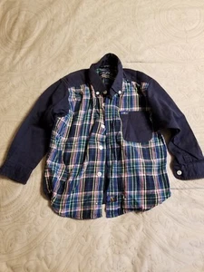 Nautica Jungen kariertes Langarmhemd mit Knopfleiste Größe 4T - Bild 1 von 2