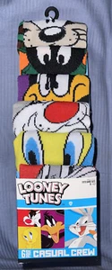 6 Pair Novelty CREW SOCKS Adult Unisex SIZE 8-12 New Bugs Daffy Taz Tweety + - Picture 1 of 3