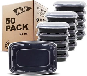 50 Pack Meal Prep Containers with Lids, 24 oz, Microwave/Dishwasher Safe - Picture 1 of 8