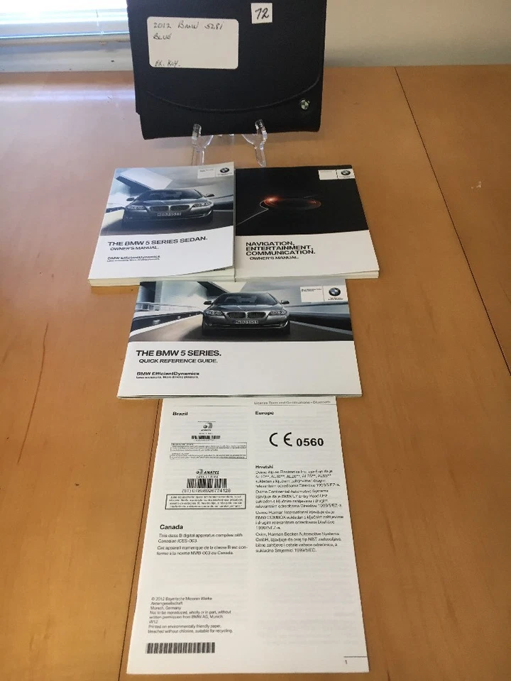 Conjunto completo de livros de navegação 2012 BMW 528I série 5 manuais do proprietário - Imagem 1 de 4