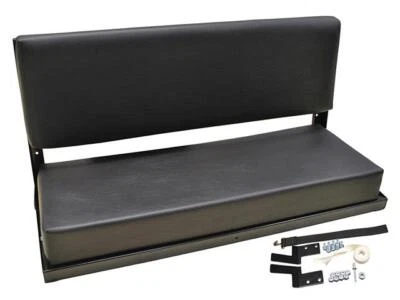 Land Rover Series & Defender 2 Man Folding Rear Bench Seat - Black Vinyl - Image 1 of 4