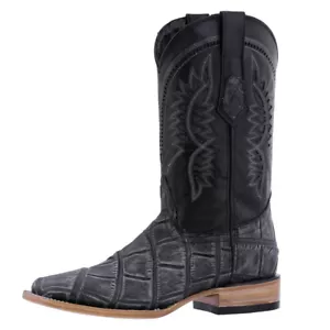 Herren grau Cowboystiefel Elefantenmuster Leder Westernkleid quadratische Zehenpartie - Bild 1 von 5