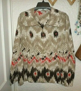 Chico's Zenergy Ikat Southwestern Print Zip Jacket Chico's 3 L/XL - Picture 1 of 3