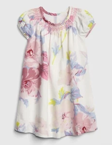 NWT New Baby Gap Girl Floral Puff-Sleeve Dress Ivory Frost 4T - Picture 1 of 3