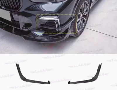 Aleta de cuchillo de viento para parachoques delantero exterior de fibra de carbono seco 2 piezas para BMW X5 2021-2022 Foto 1 de 4
