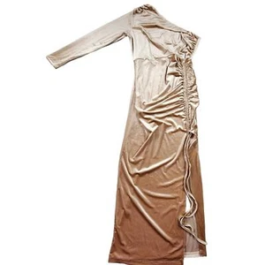 Prettygarden Velvet Dress One Shoulder Ruched Bodycon High Slit Womens Size XL - Picture 1 of 8