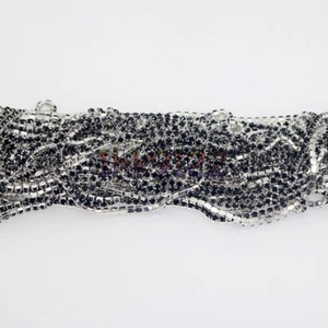 SS6 Colorized Glass Crystal Rhinestone Silver Chain Compact Chain Sew - Picture 1 of 24