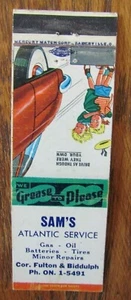 ATLANTIC GAS STATION MATCHBOOK: SAM'S (CLEVELAND, OHIO) (c1950s MATCHCOVER) -G1 - Picture 1 of 1