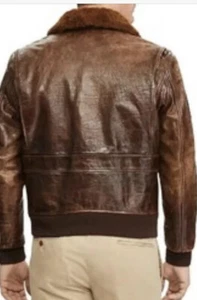 Polo Ralph Lauren mittelbraune Lederjacke Pilotenschere RRL Mantel Fell Vintage - Bild 1 von 8