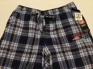 NUEVO CON ETIQUETAS * Pantalones de dormir de franela azul a cuadros/hilos plateados para mujer New England Patriots - Imagen 1 de 7