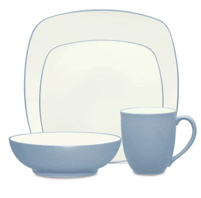 NORITAKE COLORWAVE MATTE ICE BLUE DINNER PLATE BOWL SET 4 PCS STONEWARE NEW NIB - Image 1 of 4
