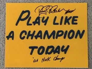 ROCKY BLEIER FIRMADO NOTRE DAME LUCHA IRLANDÉS JUGAR COMO UN CAMPEÓN 8X10 STEELERS - Imagen 1 de 1