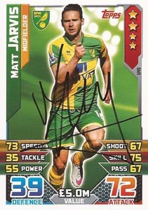 MATT JARVIS SIGNED NORWICH 2015/2016 MATCH ATTAX 'EXTRA' TRADING CARD+COA - Picture 1 of 1