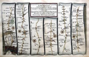 LONDON TO HOLYHEAD  ROAD MAP BY JOHN OGILBY REDUCED BY THOMAS GARDNER  c1719 - Picture 1 of 5