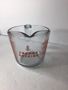 Anchor Hocking Glass 4 Cup 1 Quart  Clear Measuring Cup Red Print - Picture 1 of 6