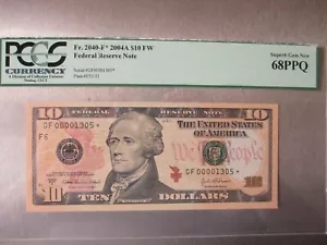 2004A $10 FEDERAL RESERVE NOTE ATLANTA STAR # *1305* PCGS 68PPQ - Picture 1 of 2