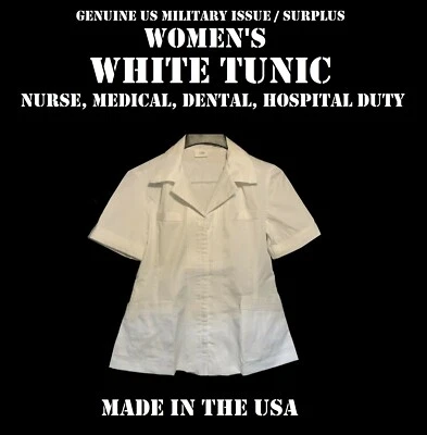 CAMISA TÚNICA MUJER 6S HOSPITAL BLANCA ENFERMERA ORDENADA MÉDICA MILITAR EE. UU.  Foto 1 de 4