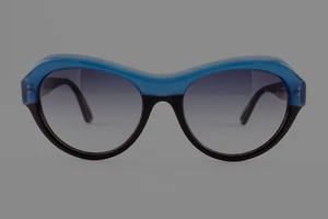 Authentic Theo colias australis 6 cat.3 53mm Teal Black Cat Eye Glasses Belgium - Picture 1 of 5