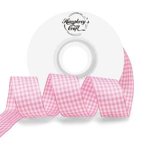 1 Inch Wide Pink and White Gingham Ribbons Spool - 25 Yards Variety of Color ... - Picture 1 of 7