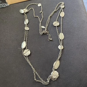 Chicos gold tone double strand chain necklace flat wrapped discs - Picture 1 of 4