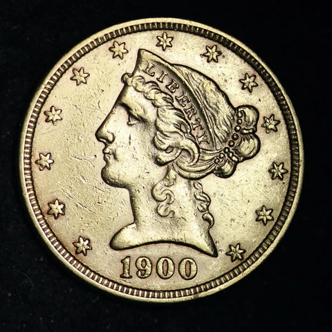 1900 Gold $5 LIBERTY Half Eagle CHOICE AU+ FREE SHIPPING E398 AMHW Cover