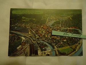 Point Stadium JOHNSTOWN PA postcard air view with downtown & steel mill - Picture 1 of 2