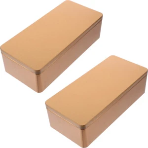 2 Pcs Iron Box Gift Bakery Boxes for Cookies Tinplate Tea Leaves Can - Picture 1 of 12
