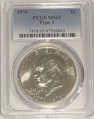 1976 P “Ike” Eisenhower $1 Dollar Type 1 PCGS MS65 - Image 1 of 2