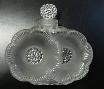 LALIQUE Crystal Deux Fleurs  Parfüm Duft Flasche Doppel Gänseblümchen signiert - Bild 1 von 4