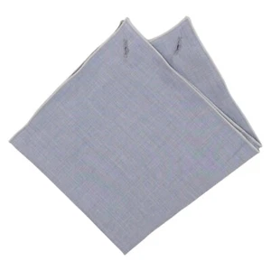 ALARA Mens Handkerchief Pocket Square Faded Blue Solid 100% Cotton Hanky 12.5" - Picture 1 of 5