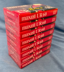 Ladrillo sellado de 8 cintas de casetes de audio en blanco Maxell UR 60 minutos IEC tipo 1 NUEVO - Imagen 1 de 8
