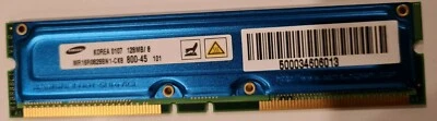 1 x Samsung RAM Memory Module 128MB PC800 800MHz RDRAM RIMM MR16R0828BN1-CK8 - Image 1 of 2