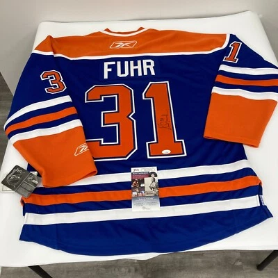 Grant Fuhr Signed Authentic Edmonton Oilers Jersey Reebok JSA COA - Image 1 of 4