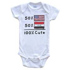 50% American 50% Iraqi 100% Cute Iraq USA Flags One Piece Baby Bodysuit