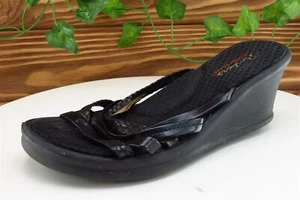 SKECHERS Sz 6 M Black Slide Synthetic Women Sandals - Picture 1 of 10