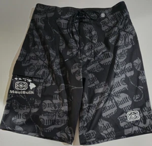 Pantalones cortos de tabla MauiBuilt para hombre talla 32 peine de cera bordado logotipo completo - Imagen 1 de 7
