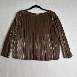 Halston Womens Flutter Sleeve Swing Blouse Top Gold Bronze Size 2 Small Flaw - Picture 1 of 14
