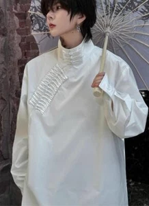 Estilo Coreano Verano Nuevo Diseño Chino Estilo Nacional Color Sólido Camisa para Hombre - Imagen 1 de 9