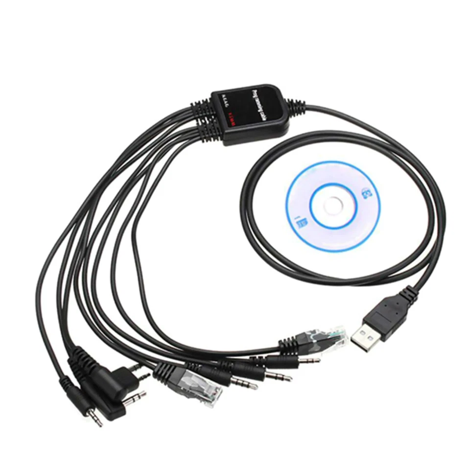 8 in1 USB Programming Cable Writing Cord For Motorola ICOM Kenwood Baofeng YAESU - Image 1 of 4
