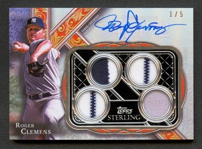 ROGER CLEMENS 2022 TOPS STERLING RED QUAD YANKEES PATCH AUTO AUTOGRAPH #1/5 - Image 1 of 2